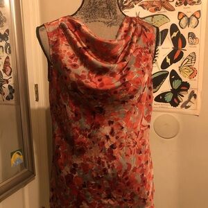 Floral Sleeveless Cowl Neck Top